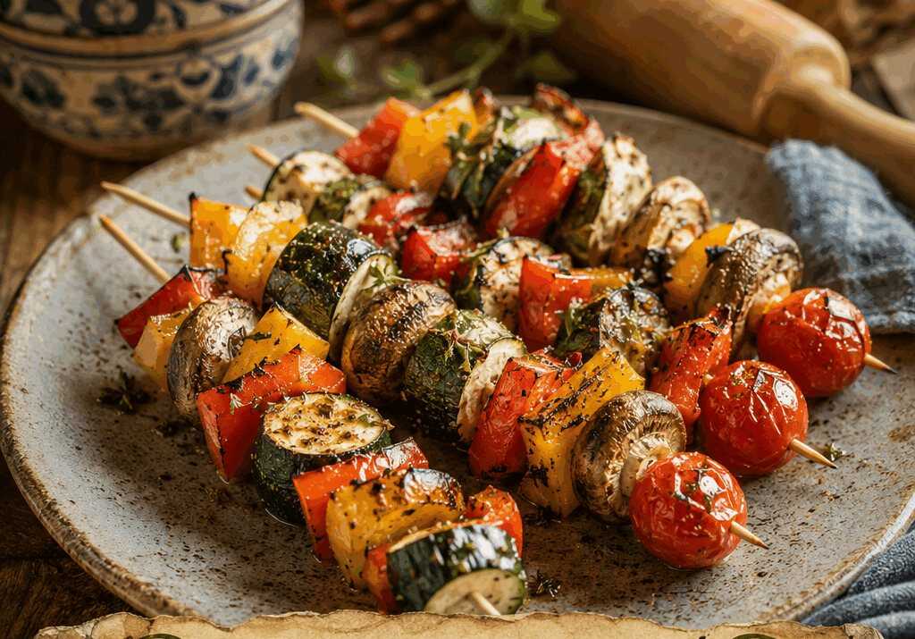 Bunte Gemüsespieße aus dem Airfryer – in nur 15 Minuten auf dem Tisch
