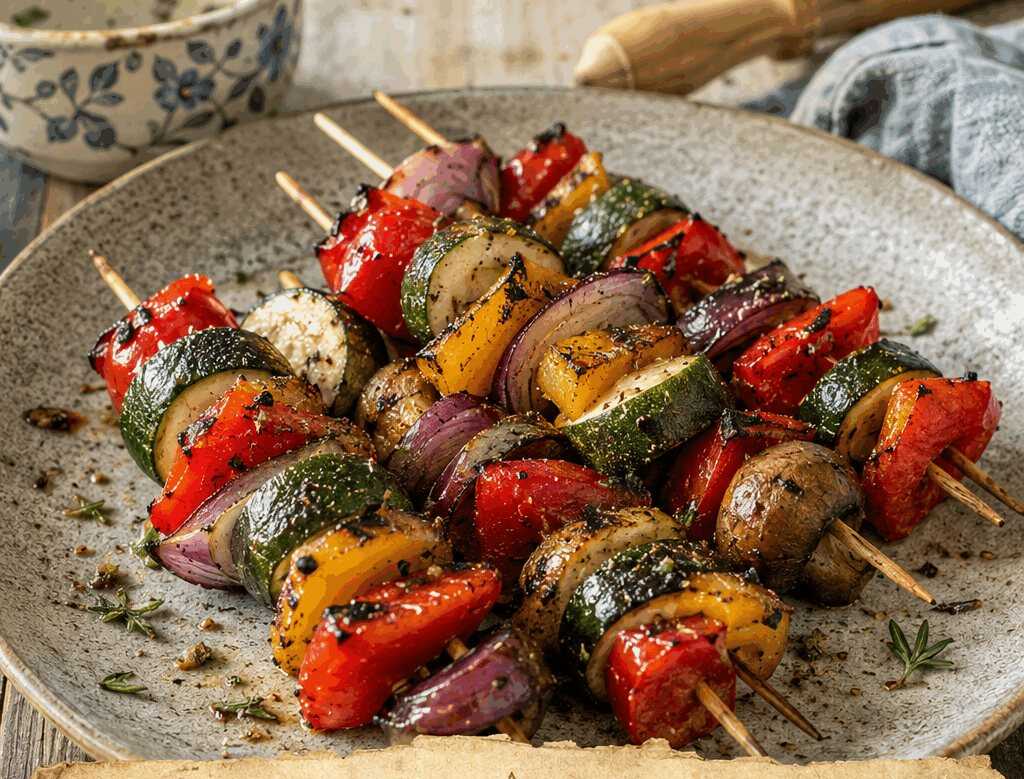 Bunte Gemüsespieße aus dem Airfryer – mit Zutaten