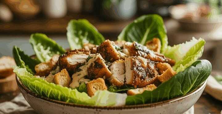 Caesar Salat mit gegrilltem Hähnchen