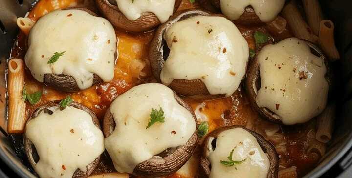 Champignons gefüllt mit Käse aus dem Airfryer