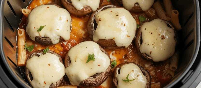Champignons gefüllt mit Käse aus dem Airfryer