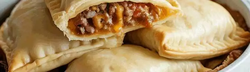 Cheeseburger Blätterteigtaschen mit 250 g Hackfleisch – so sieht es fertig aus