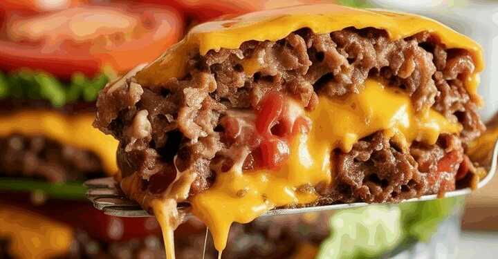 Cheeseburger Torte mit 500g Hackfleisch