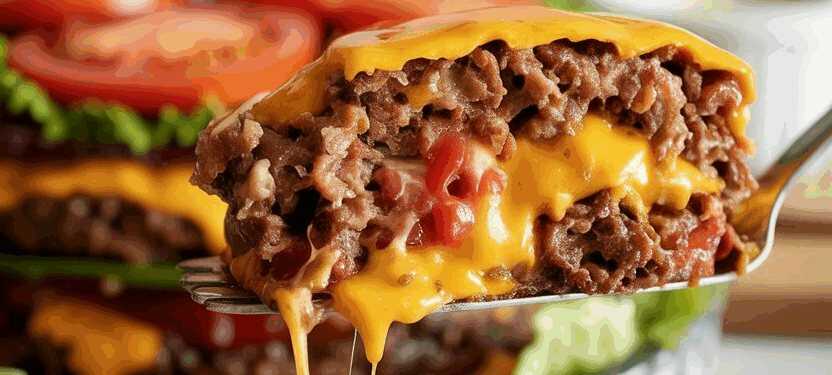 Cheeseburger Torte mit 500g Hackfleisch