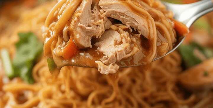 Chinesisch gebratene Nudeln mit 200 g Hähnchenfleisch