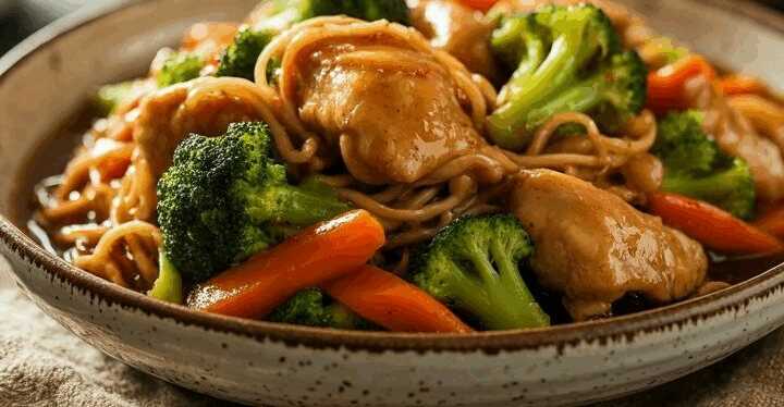 Chinesische Hähnchen Gemüsepfanne schnell gekocht
