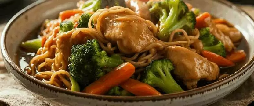 Chinesische Hähnchen Gemüsepfanne schnell gekocht – so sieht es fertig aus