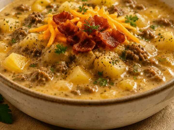 Cremige Kartoffel-Hamburger-Suppe aus dem Slow Cooker: Das ultimative Wohlfühlrezept!