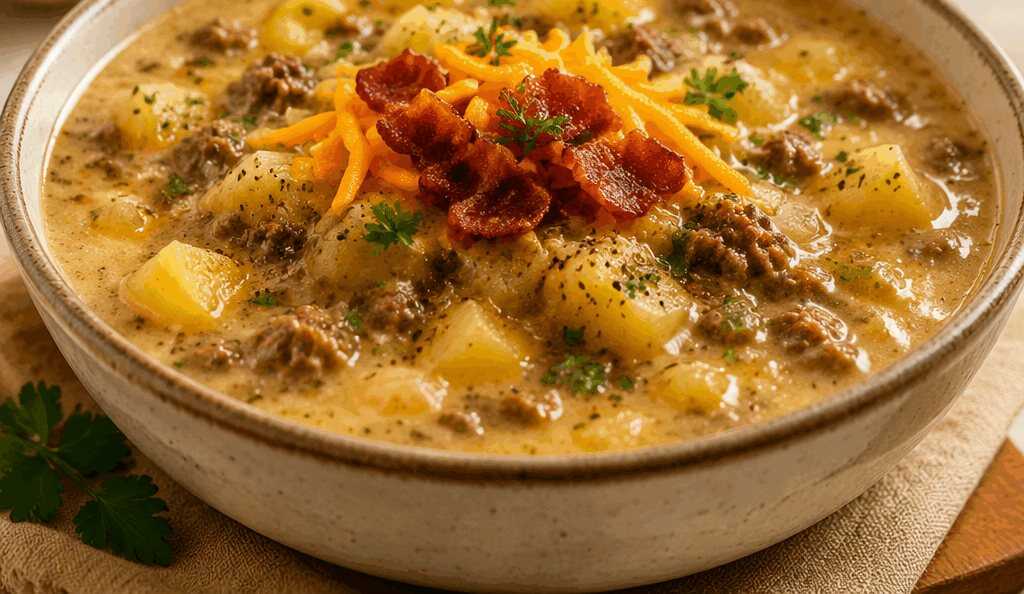 Cremige Kartoffel-Hamburger-Suppe aus dem Slow Cooker: Das ultimative Wohlfühlrezept!