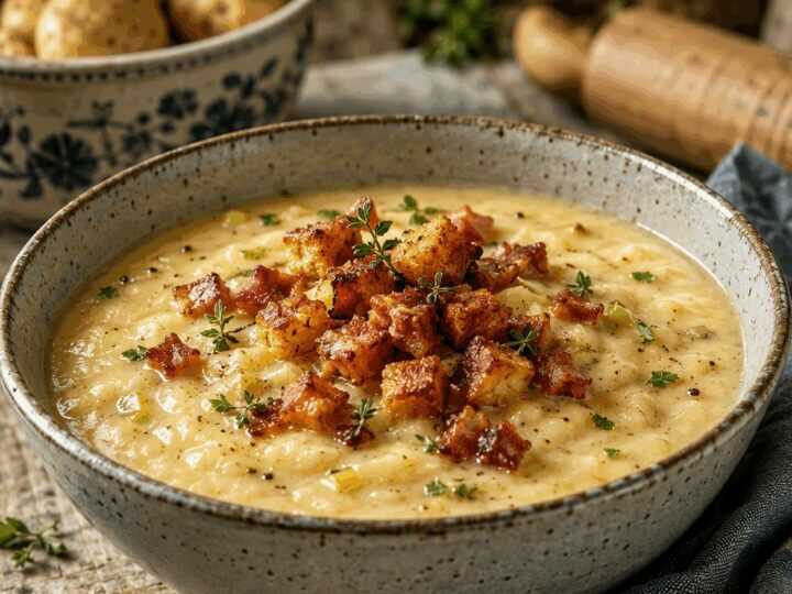 Cremige Kartoffelsuppe mit Speck-Croutons – das Soulfood für kalte Tage