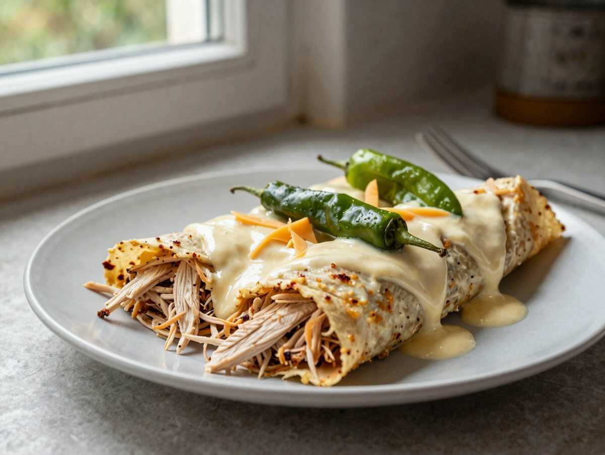 Cremige Queso-Hähnchen-Enchiladas: Perfekt für gemütliche Familienabende! – während der Zubereitung