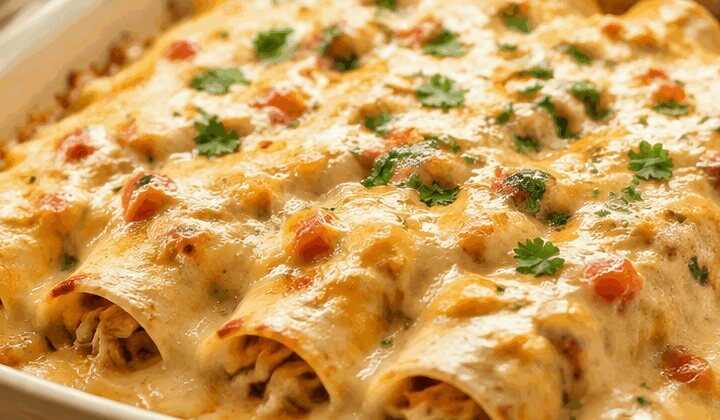Cremige Queso-Hähnchen-Enchiladas: Perfekt für gemütliche Familienabende!