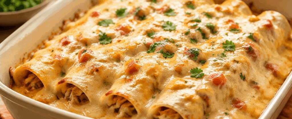 Cremige Queso-Hähnchen-Enchiladas: Perfekt für gemütliche Familienabende!