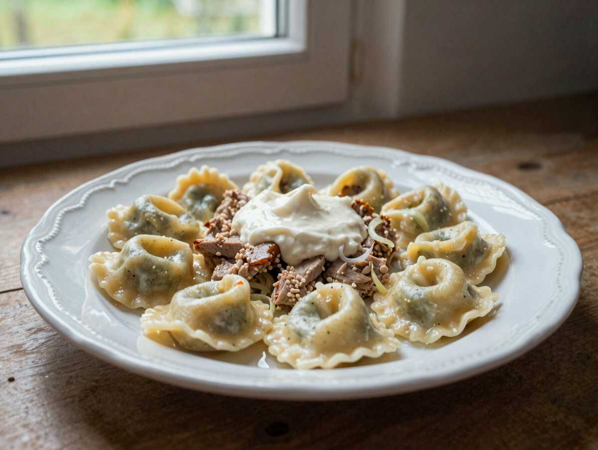 Cremige Tortellini in Hähnchen Schmand 10 Minuten – während der Zubereitung