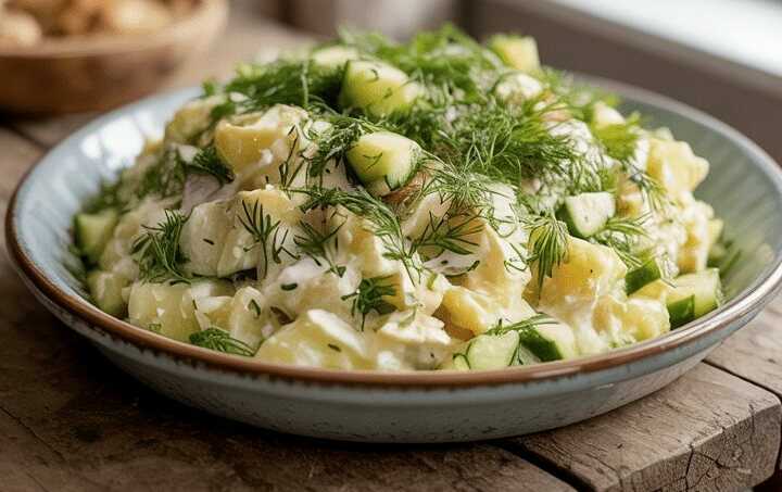 Cremiger Kartoffelsalat mit Dill und Salatgurke