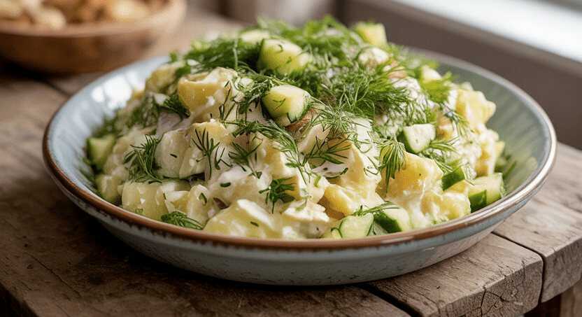 Kartoffelsalat mit Dill und Salatgurke