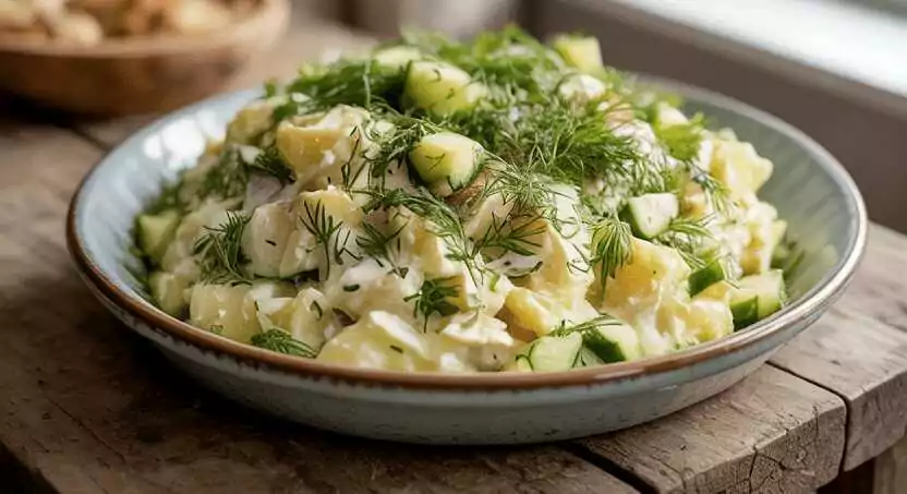 Kartoffelsalat mit Dill und Salatgurke