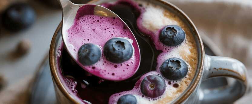 Das muss man probiert haben, Blaubeer Latte mit 200 g Blaubeeren!