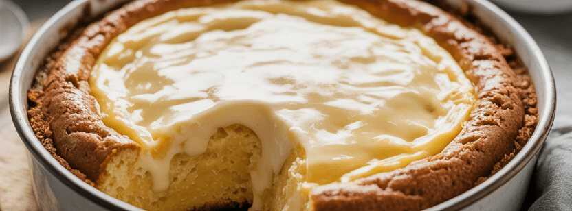 Polnischer Puddingkuchen mit Mürbeteigboden und vier Eiern