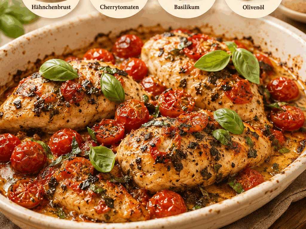 Dieses gebackene Tomaten-Basilikum-Hähnchen wird zum neuen Familienhit!