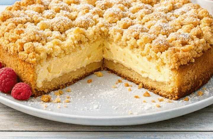 Dieses Rezept für einen himmlischen Streuselkuchen mit cremiger Puddingfüllung musst du probieren!