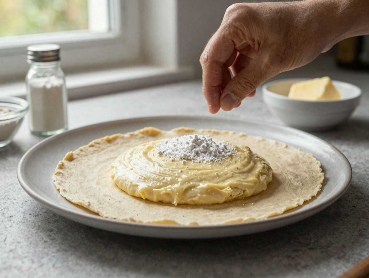 Dieses Rezept für einen himmlischen Streuselkuchen mit cremiger Puddingfüllung musst du probieren! – während der Zubereitung