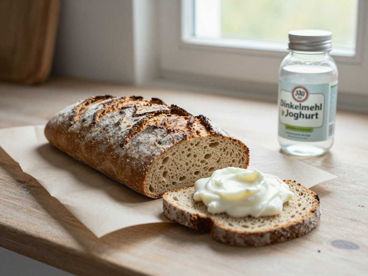 Dinkelbrot mit 100 g Joghurt den ich jede Woche backe! – während der Zubereitung