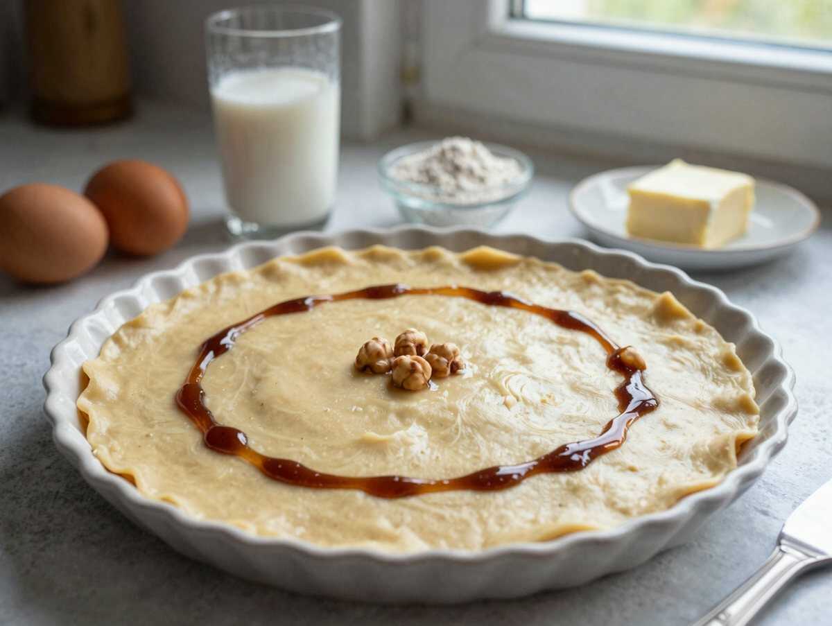 “Dreh dich um Kuchen” in 5 Minuten mit 300 g Haselnüssen – während der Zubereitung