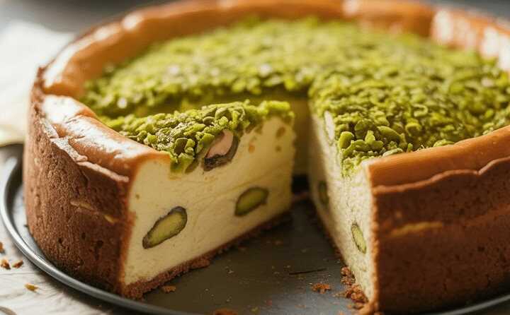 Dubai Käsekuchen mit 100 g Pistazien, schmeckt jedem!