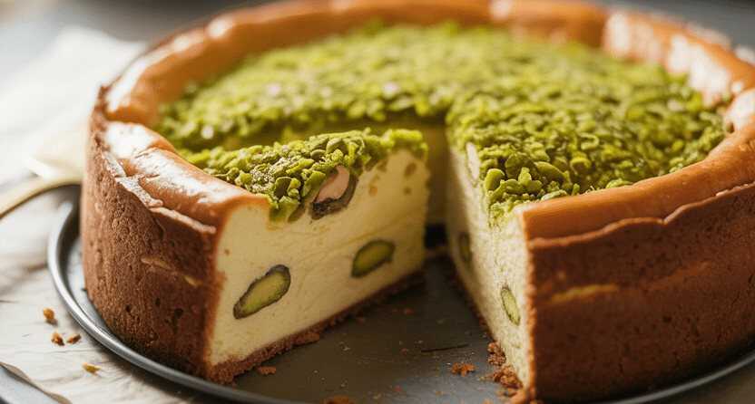 Dubai Käsekuchen mit 100 g Pistazien, schmeckt jedem!
