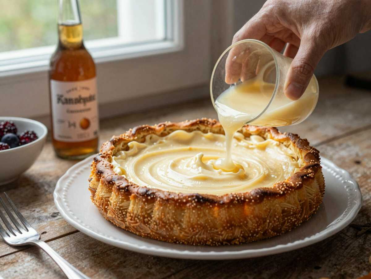 Eierlikör Käsekuchen ohne Boden mit 1 kg Sahnequark – während der Zubereitung