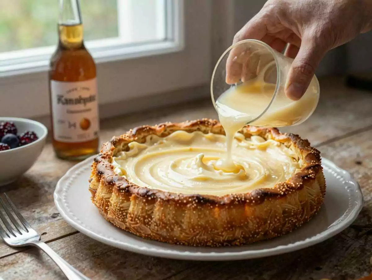 Eierlikör Käsekuchen ohne Boden mit 1 kg Sahnequark – während der Zubereitung