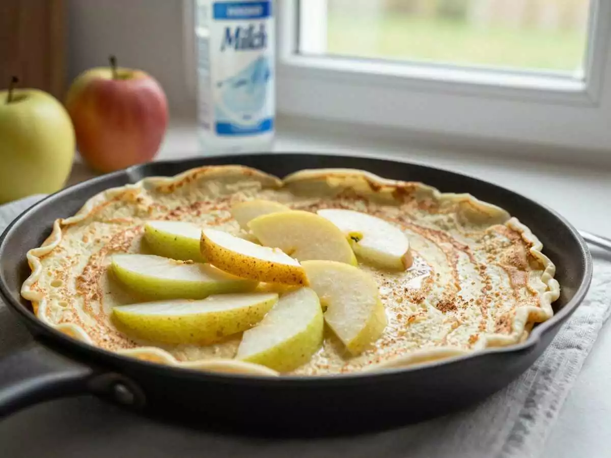 Einfache Apfel-Zimt-Pfannkuchen ohne Ei - So lecker wie nie! – während der Zubereitung