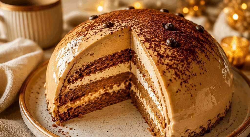 Einfache Cappuccino-Kuppeltorte, die alle Blicke auf sich zieht! – so sieht es fertig aus