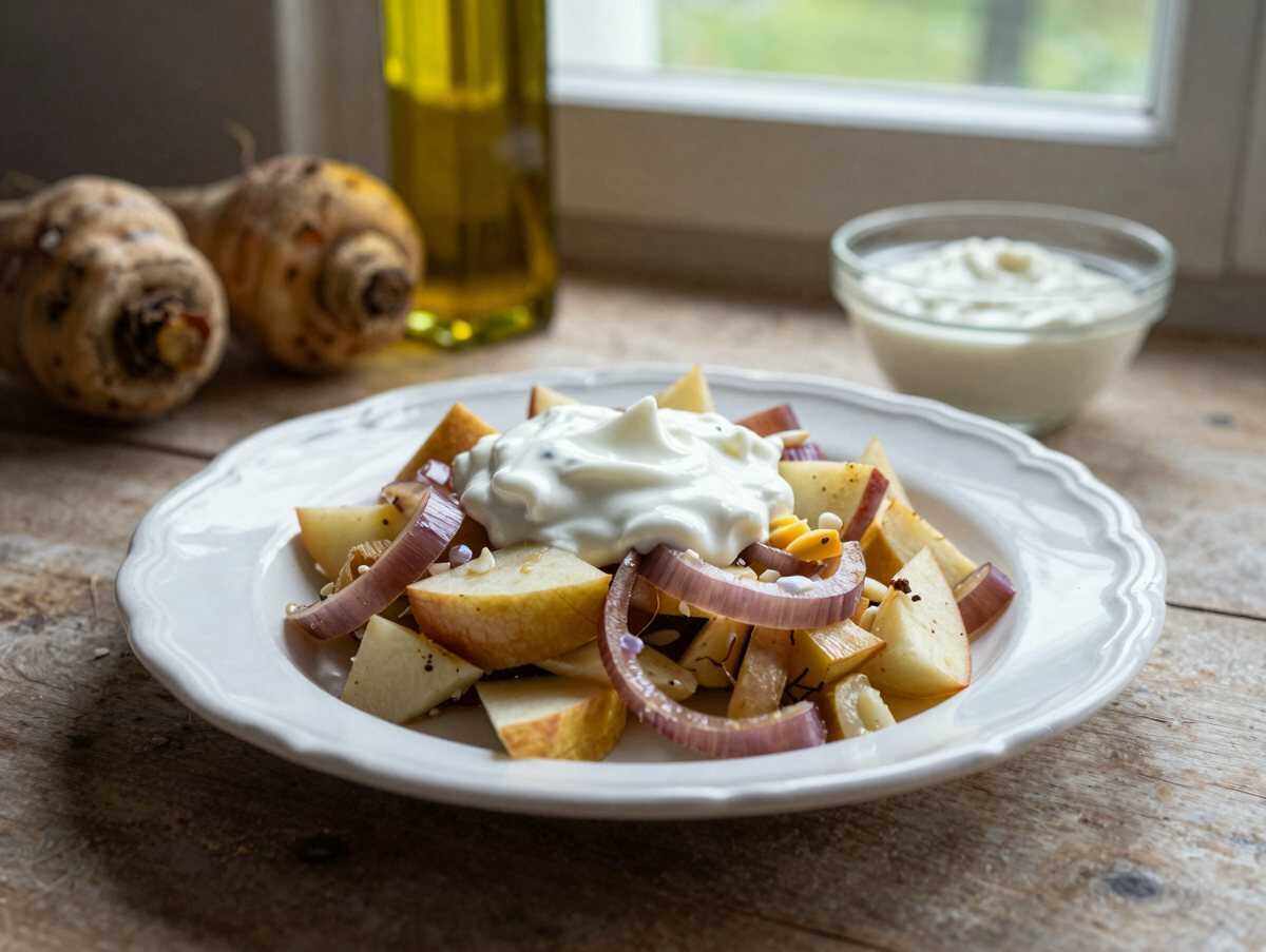 Einfacher Selleriesalat – Dein knackig-erfrischender Crunch! – während der Zubereitung