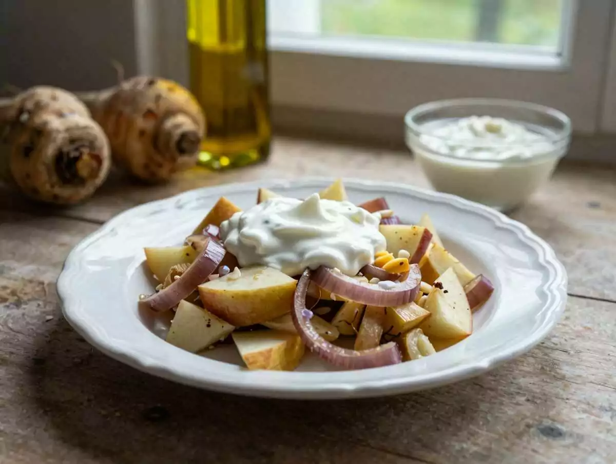 Einfacher Selleriesalat – Dein knackig-erfrischender Crunch! – während der Zubereitung