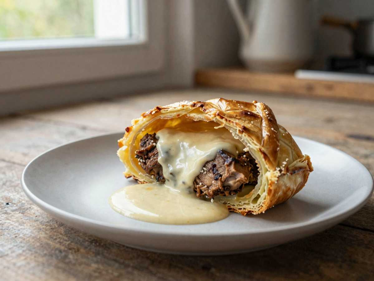 Einfaches Hühnchen-Wellington mit cremiger Sauce: Der perfekte Genuss für gemütliche Abende – während der Zubereitung