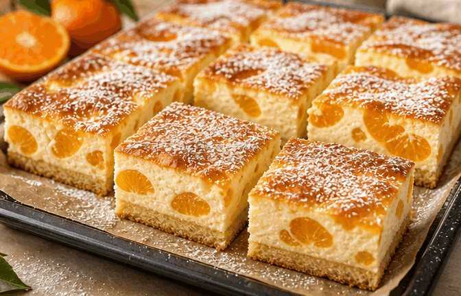 Einfaches Rezept: Dieser Mandarinen-Käsekuchen vom Blech wird dich begeistern!
