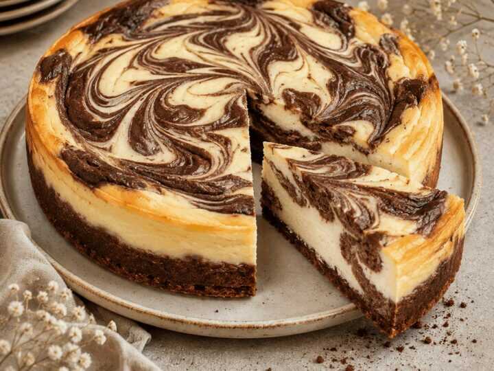 Einfaches Rezept für marmorierten Frischkäse-Kuchen, das du lieben wirst!