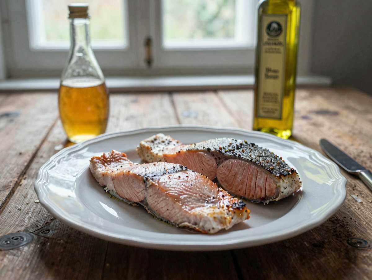 Einfaches Rezept: Honig-Senf-Lachs mit knackigem Rosenkohl! – während der Zubereitung