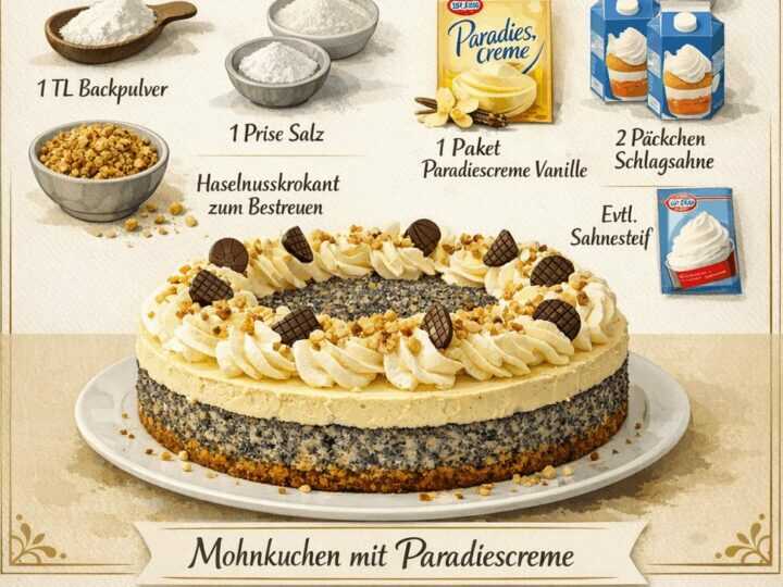 Einfaches Rezept: Mohnkuchen mit Paradiescreme – So gelingt dir der Genuss!