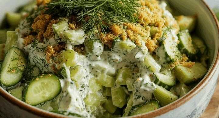Eingelegter Gurkensalat (hält bis zu 2 Monate im Kühlschrank!)