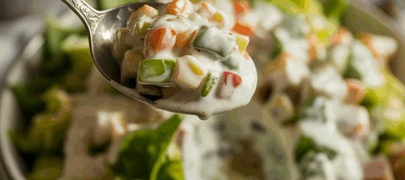 Eisbergsalat mit cremigem Joghurt-Dressing – so sieht es fertig aus