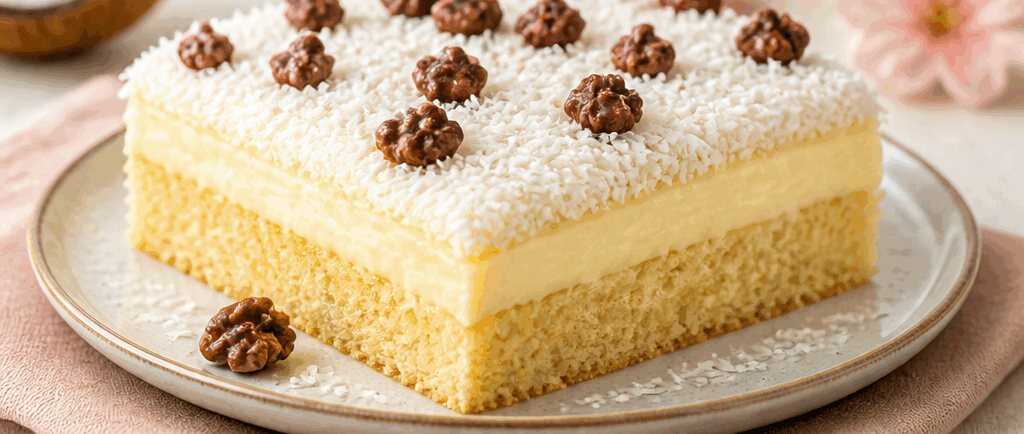Geheimnis des Blitz-Kokoskuchens mit Vanillepudding – Unwiderstehlich Lecker