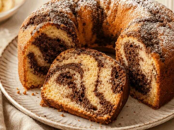 Entdecke das Geheimnis des perfekten Bananen-Marmorkuchens!