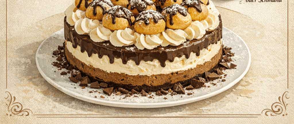 Sahnetorte mit Mini-Windbeuteln