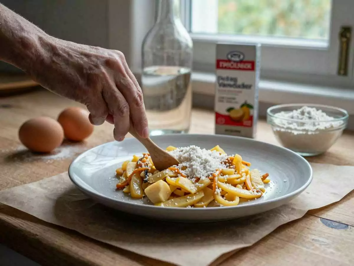 Entdecke das unwiderstehliche Apfelkuchenrezept mit knusprigem Haselnuss-Crumble! – während der Zubereitung