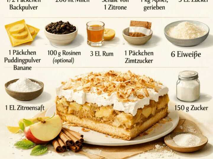 Entdecke das unwiderstehliche Rezept: Apfelkuchen mit Baiser, der auf der Zunge zergeht!