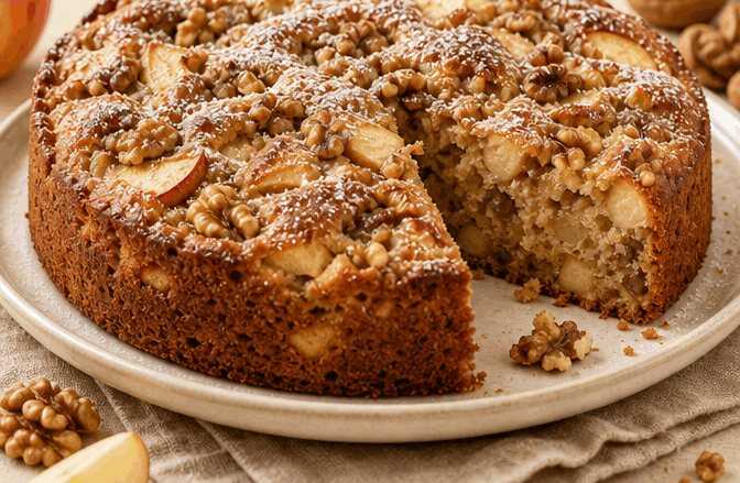 Entdecke das unwiderstehliche Rezept für Apfel-Walnuss-Kuchen!