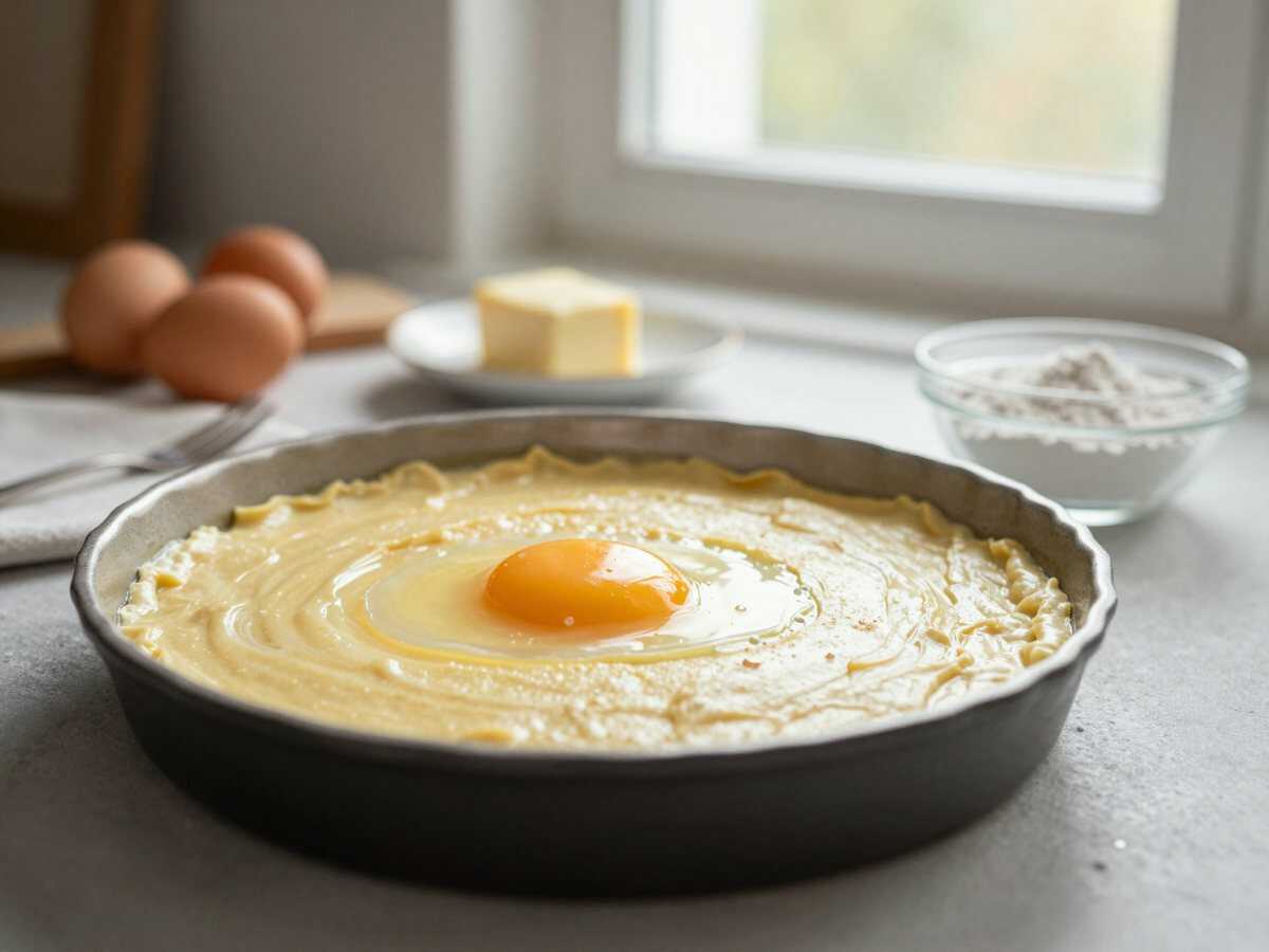 Entdecke das unwiderstehliche Rezept für Blitzkuchen mit Schmand! – während der Zubereitung